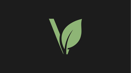 Fototapeta premium Minimalist Letter V Logo Design with Integrated Leaf Symbol