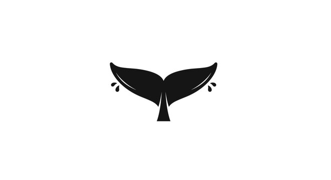 Black Whale Tail Fin Swimming.
