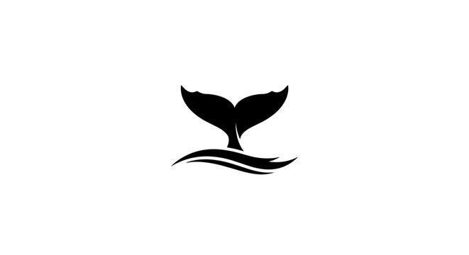 Black Whale Tail Ocean Icon Graphic.