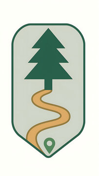 Green tree logo with winding road.