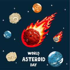 World asteroid day. the planet and little kid protection us from an asteroid impact. vector illustration © Nabilatun Nadiyah