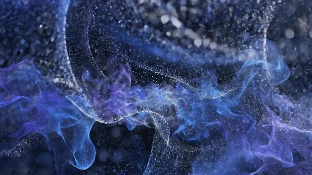 Ethereal Particle Cloud Forming Intricate Patterns in Infinite Dark Void