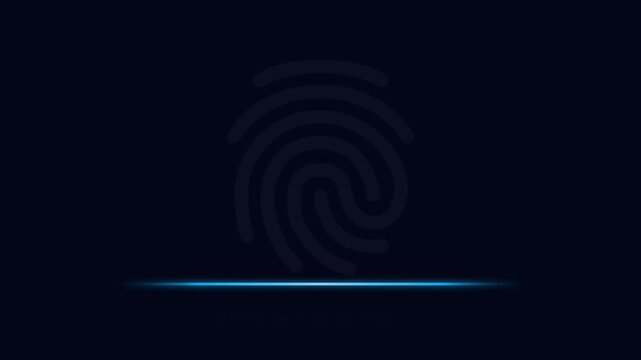 Biometric Fingerprint Scanning Animation with Blue Light Bar for Access Granted Security Interface
