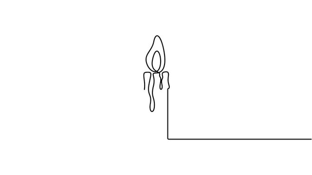 One Line Drawing Candle Animation for Minimalist Wellness and Spa Concept Continuous Line Art Burning Candle Motion Graphic on White Background