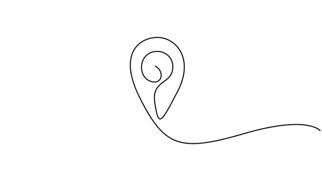 One Line Drawing Location Pin Animation for Minimalist Navigation Concept Continuous Line Art Map Pointer Motion Graphic on White Background