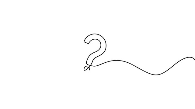 Question mark vector design in minimalist self animated continuous line drawing style. Minimalist one line animation of a question mark, perfect for FAQ, help, and problem-solving.