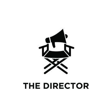 Film Director's Chair and Megaphone Icon with 'The Director' Text