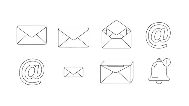 Email icons and symbols set.
