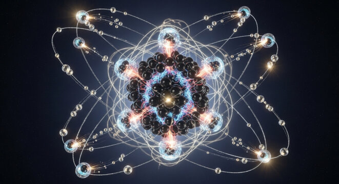 Complex atomic network with multiple connections abstract science background