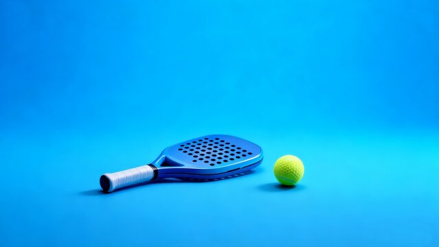 Modern Padel Sports Equipment with Neon Ball in Clean Studio Setup