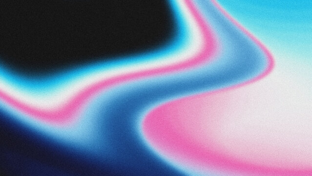 Abstract gradient background with a grainy, textured effect. Features wavy fluid lines in blue, pink, and black with a retro vapor wave aesthetic.