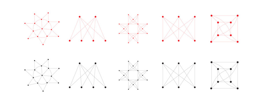 Abstract Connected Dots and Lines Network Geometry Set