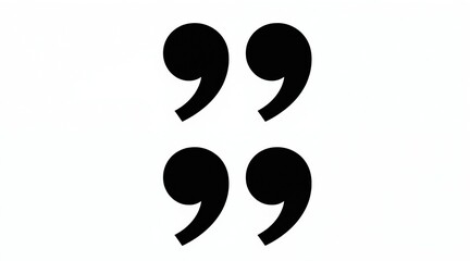 Naklejka premium Two sets of black quotation marks on white background. Simple graphic design element for text blocks, quotes or citations. Clean, modern, minimal concept.