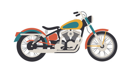 Obraz premium Classic American Motorcycle Flat Design Illustration