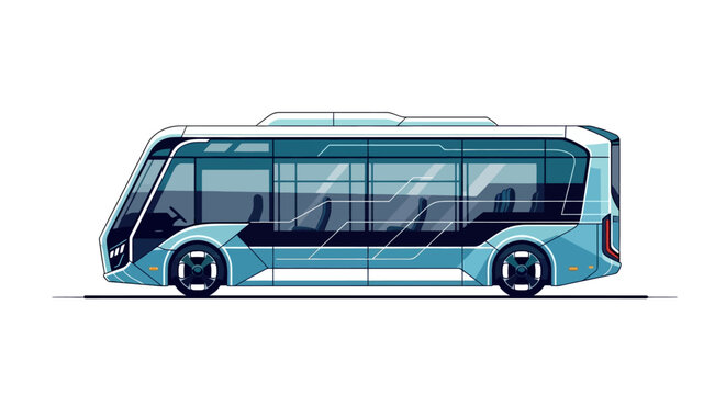 Modern futuristic shuttle bus on white background