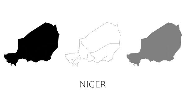 Niger map in high quality (black, white, grey)