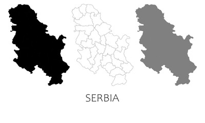 Fototapeta premium Serbia map in high quality (black, white, grey)