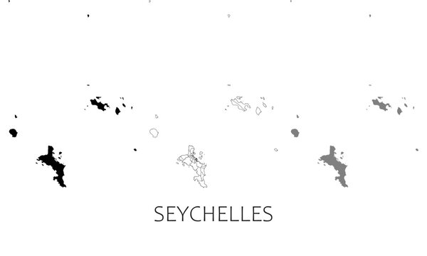 Seychelles map in high quality (black, white, grey)