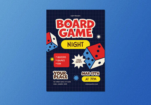 Blue Red Playful Board Game Night Flyer