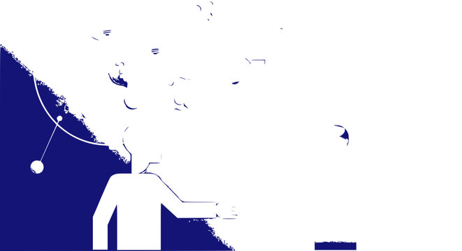 Abstract concept of human mind, creativity, and ideas explosion