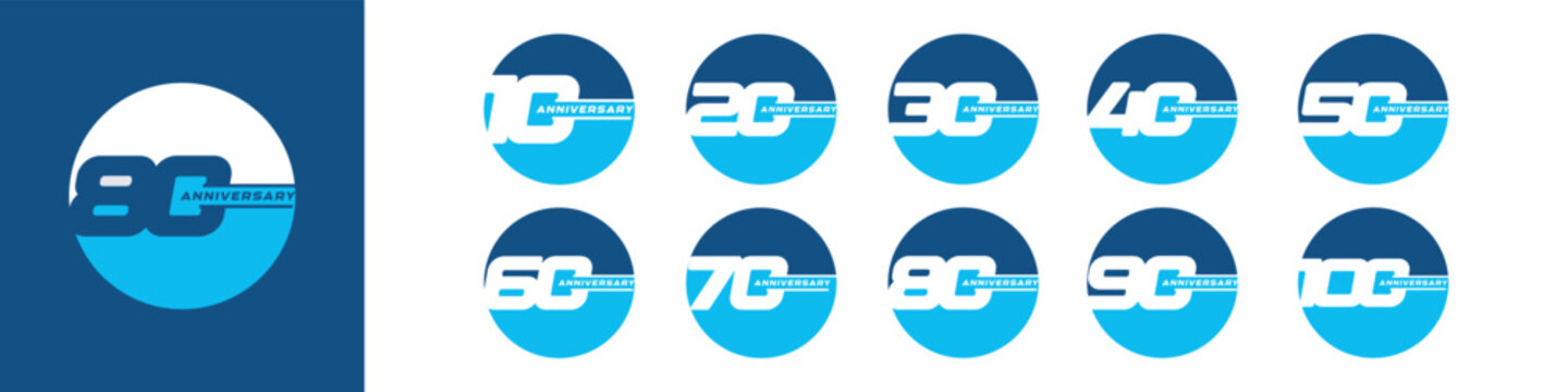 set of number anniversary years logo template for event, invitation, greeting, web.