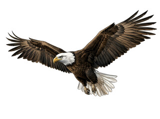 Fototapeta premium Majestic Bald Eagle in Flight, Symbol of Freedom and Strength