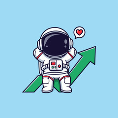 Fototapeta premium Astronaut with heart symbol on blue background.