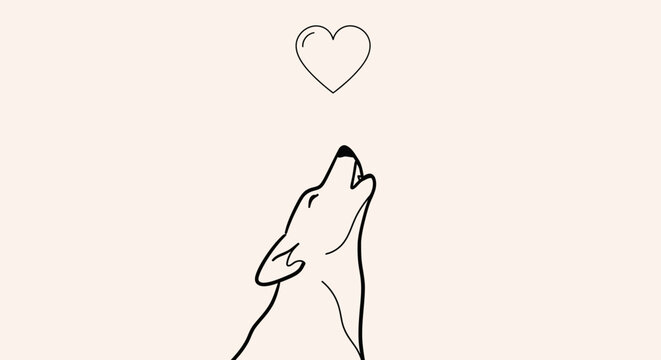 Dog Howling Up at Heart Symbol.