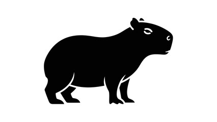 Obraz premium Capybara Silhouette Standing Profile View Animal.