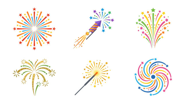Fireworks explode in colorful celebration at night event with sparklers and festive lights