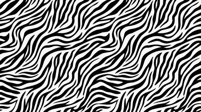Seamless Zebra Stripe Pattern in Black and White Style