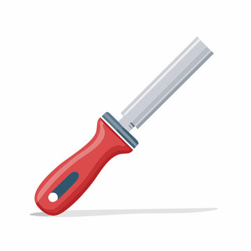Flat File Tool with Red Handle