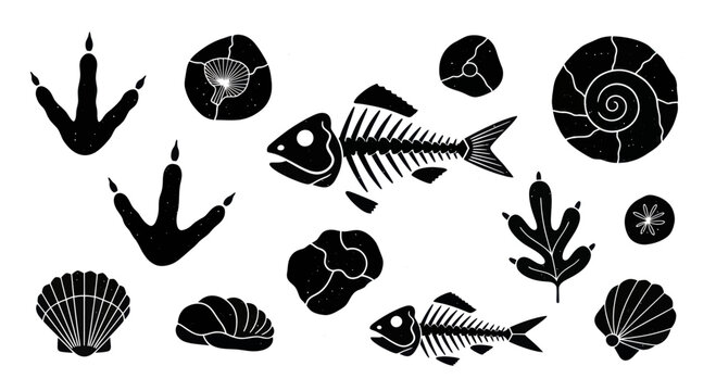 Collection of Fossil Icons and Symbols.