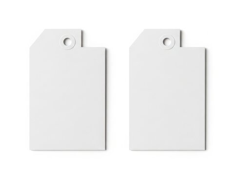 Two blank white index cards with holes and foldable corners on a white background