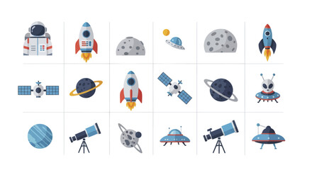 Collection of Space Exploration and Sci-Fi Icons. © Yuni