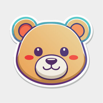 Cute Cartoon Bear Face Sticker