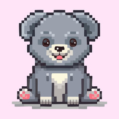 Sitting gray bear cub for forest wildlife protection nature documentary mascot national park conservation animal habitat biology research pixel art © Wooork
