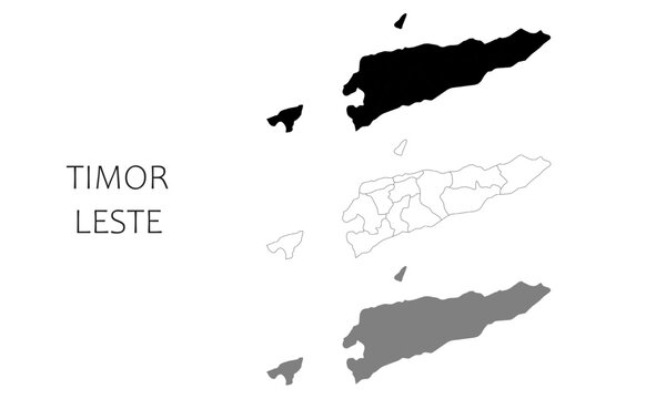 Timor Leste map in high quality (black, white, grey)