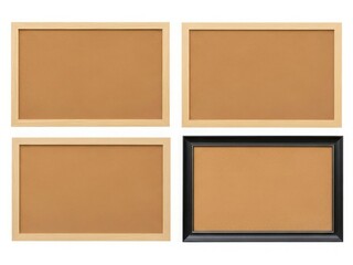 Fototapeta premium Four rectangular frames with different textures and borders on a white background