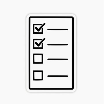 Minimal checklist sticker with ticked boxes clean lines simple layout on white background