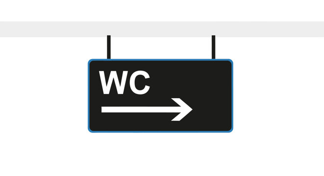 Toilet Directional Sign Board.