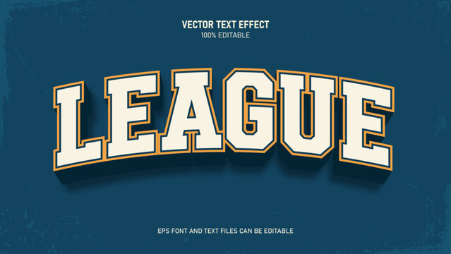 League 3D retro vintage, sport varsity editable text effect