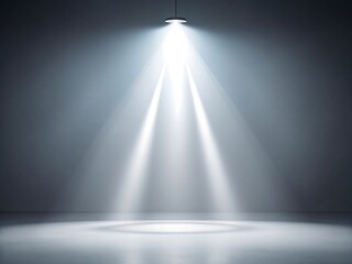 Obraz premium Bright spotlight shining down in a dark room with dramatic light beams