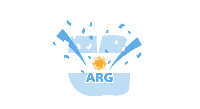 Argentina Flag Celebration Confetti Sun ARG
