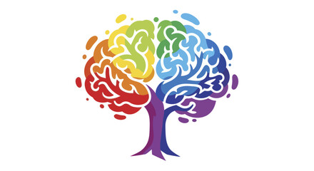 Colorful Brain Tree Symbolizing Creative Thought and Growth. © Tomo