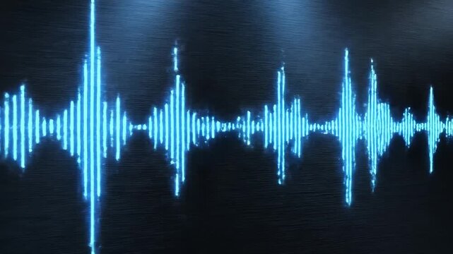 Blue sound wave pattern on dark background for creative digital media and visual arts