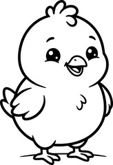 Fototapeta premium Adorable baby chick standing line for a children's coloring page
