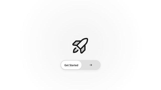 Rocket Launch with Get Started Button on Light Background Icon Animation