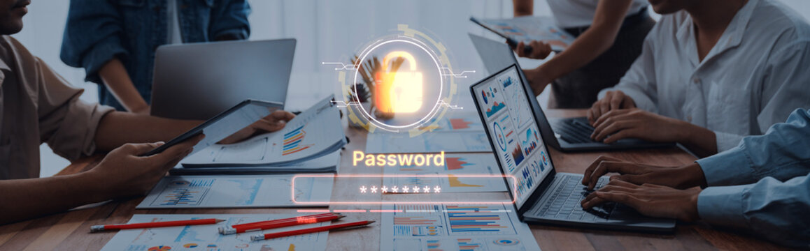 A concept of user authentication and password security. The interface shows a password strength meter, highlighting the importance of creating a strong code for account protection. Fermion