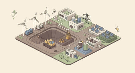 Obraz premium Sustainable Energy Production and Resource Management Complex.